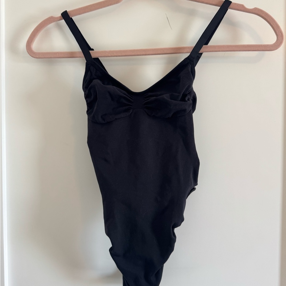 SKIMS Black Scoop Neck Bodysuit with Adjustable Straps